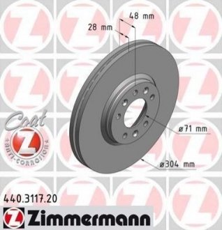 Тормозной диск (передний) ZIMMERMANN 440.3117.20 (фото 1)