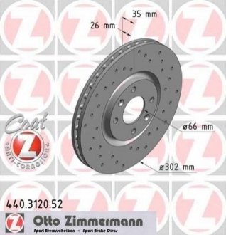 Гальмівний диск (передній) ZIMMERMANN 440.3120.52 (фото 1)