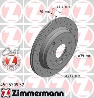 Тормозной диск (задний) ZIMMERMANN 450.5209.52 (фото 1)