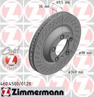 Гальмівний диск ZIMMERMANN 460450020 (фото 1)
