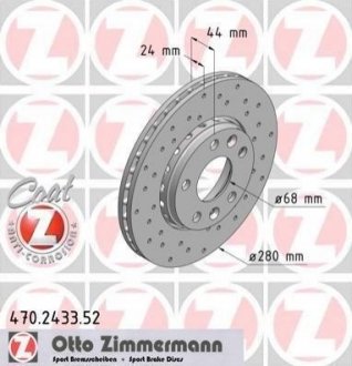 Гальмівний диск (передній) ZIMMERMANN 470.2433.52 (фото 1)
