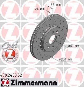 Тормозной диск (передний) ZIMMERMANN 470.2450.52 (фото 1)