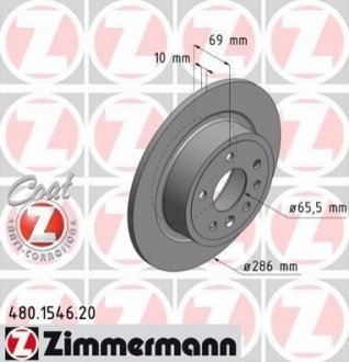 Гальмівний диск ZIMMERMANN 480154620 (фото 1)