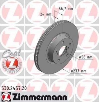 Тормозной диск (передний) ZIMMERMANN 530245720 (фото 1)