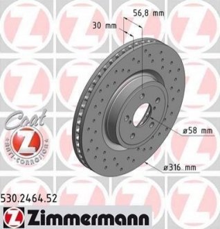 Тормозной диск (передний) ZIMMERMANN 530.2464.52 (фото 1)