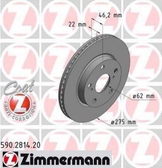 Тормозной диск (передний) ZIMMERMANN 590281420 (фото 1)