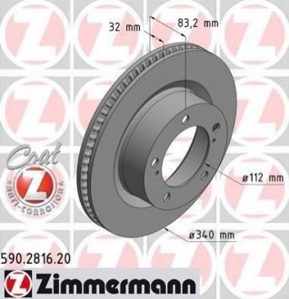 Тормозной диск (передний) ZIMMERMANN 590281620 (фото 1)