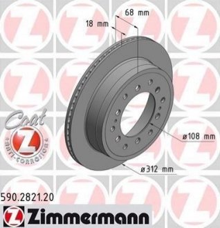 Тормозной диск (задний) ZIMMERMANN 590.2821.20 (фото 1)