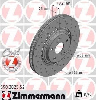 Тормозной диск ZIMMERMANN 590.2825.52 (фото 1)