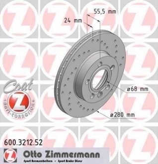 Гальмівний диск ZIMMERMANN 600321252 (фото 1)
