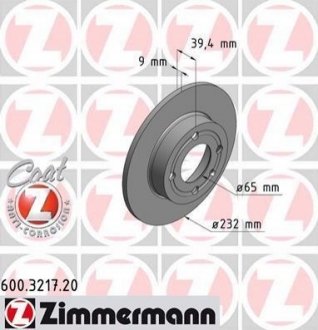 Гальмівний диск ZIMMERMANN 600321720 (фото 1)