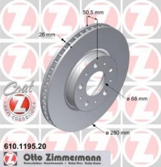 Гальмівний диск ZIMMERMANN 610119520 (фото 1)