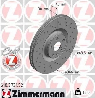 Тормозной диск ZIMMERMANN 610.3731.52 (фото 1)