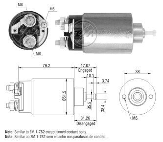 Втягуюче реле FO-12V CG231178 болт ZM762