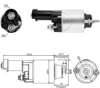 Втягуюче реле ND-12V, 053400-7791, HONDA Civic, Cr-V ZM9705